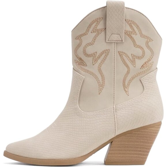 Blazing Ankle Boot Women Tan Imitation Suede Pointe Toe Low Heel - Picture 1 of 4